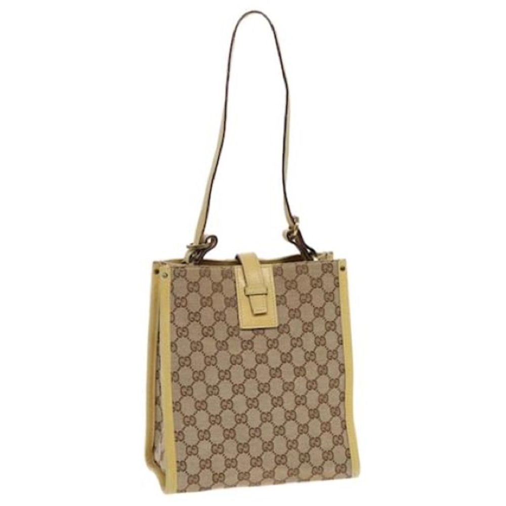 GUCCI GG Canvas Shoulder Bag Beige Yellow